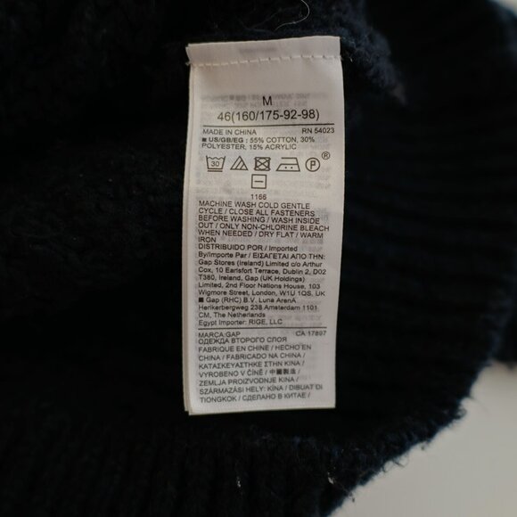 Gap Medium Black Cable Knit 1/2 Zip Sweater Cotton Polyester Acrylic Long Sleeve - Picture 8 of 9